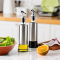 500ml Glass Oil Dispenser with Stainless Steel Pourer | Leakproof Kitchen Oil Bottle