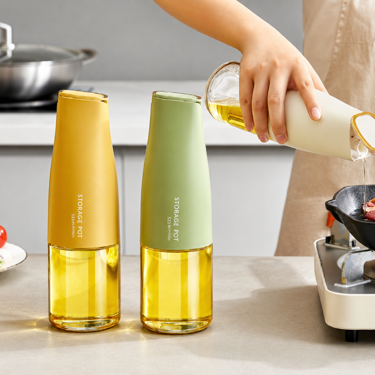 Premium Glass Oil Dispenser Bottle | Leakproof Kitchen Oil Pot with Precision Pour Spout