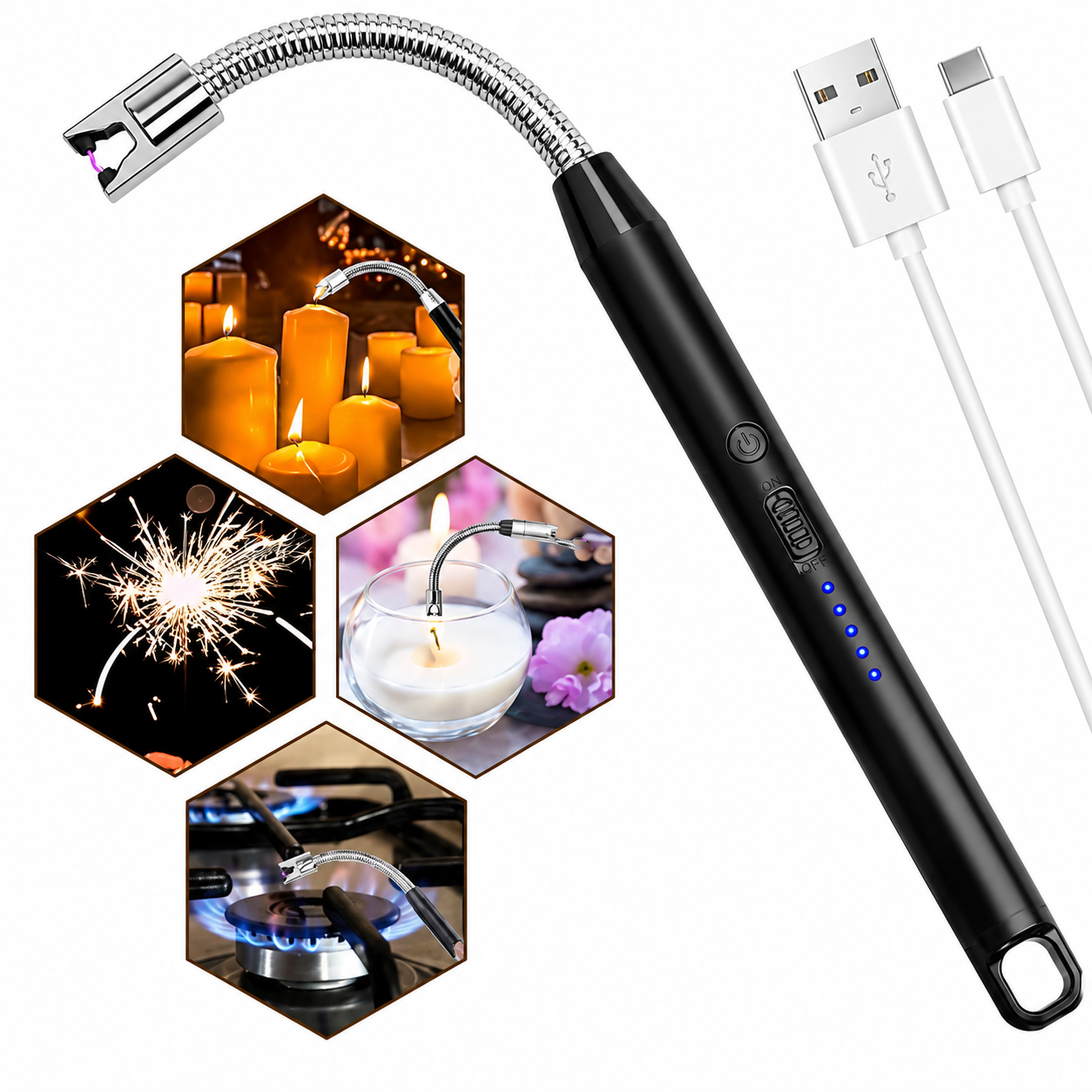 USB Rechargeable Electric BBQ Lighter | Flameless Arc Plasma Lighter with Flexible Neck